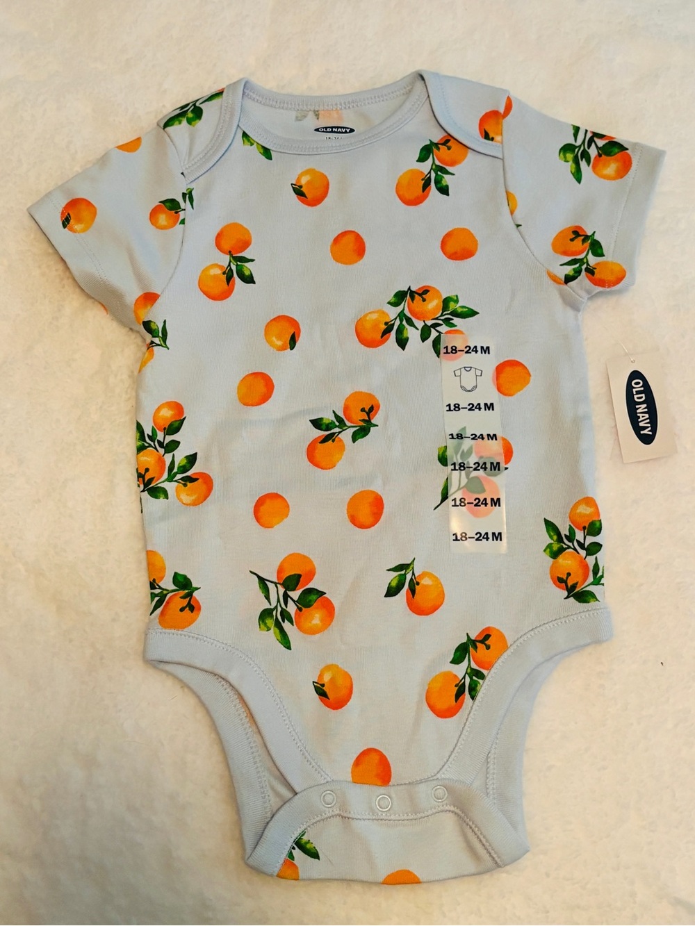 Old Navy Light Blue Bodysuit with Orange Fruit Print